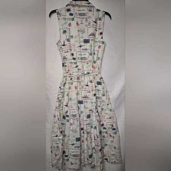 J. Crew Sleeveless Maxi Dress - White with Colorful Print - Picture 3 of 6